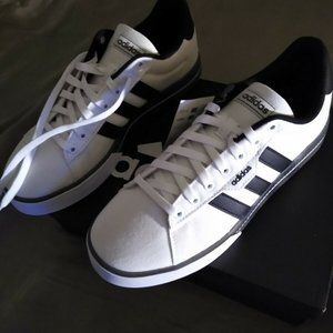 New Adidas Daily 3.0 White Black Casual Skate Boarding Shoes FW7049 Men's 9.5